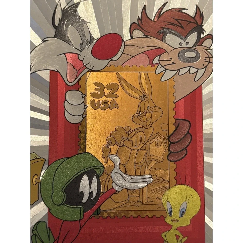 1997 Looney Tunes Stamp Collectible Foil Greeting Card 32 Cents/Set of 5